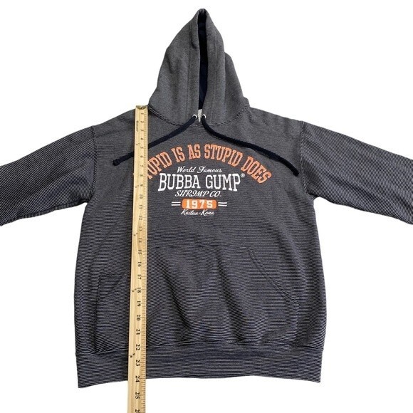 Bubba Gump Stupid Is As Stupid Does Fleece Lined Striped Hoodie Sz S - Picture 5 of 10